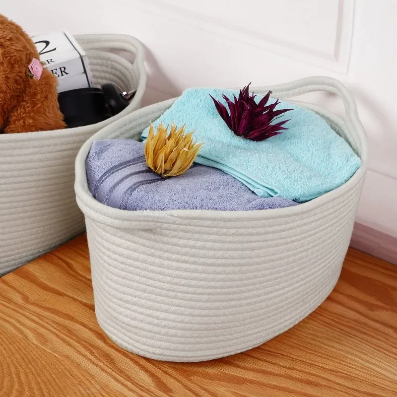 

Beautiful Natural Hand-Woven Cotton Rope 2-Pack Basket Container Handles