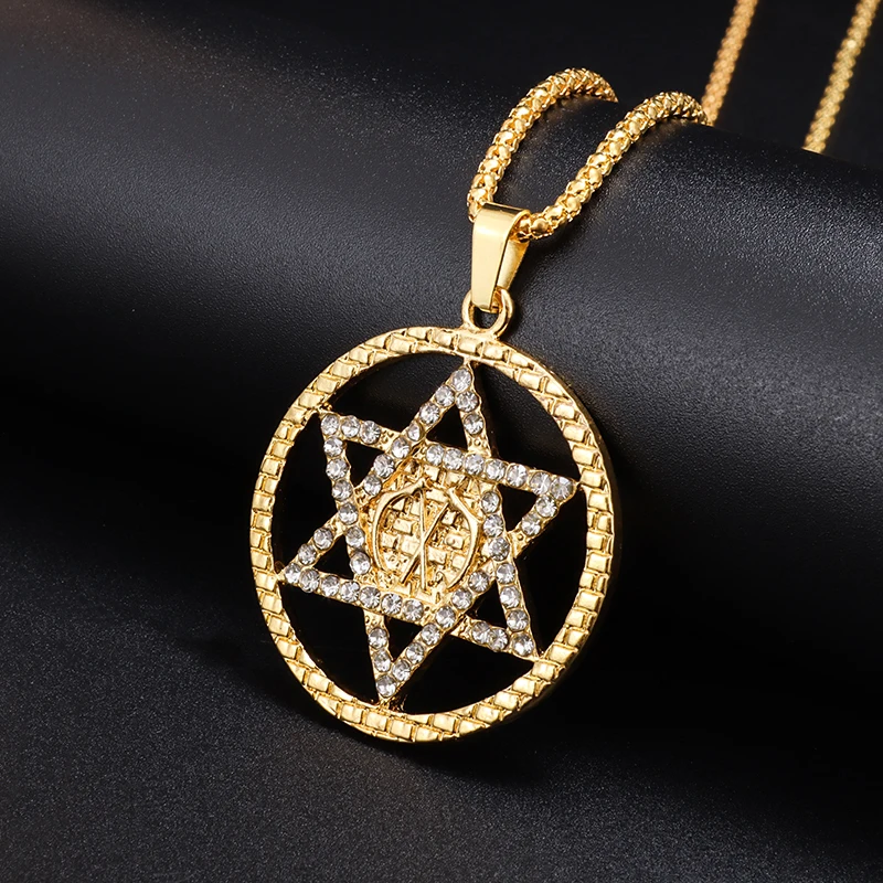 

Trendy Fashion Creative Design X Hexagram Pendant Necklace for Men and Girls Street Party Rock Motorcycle Jewelry