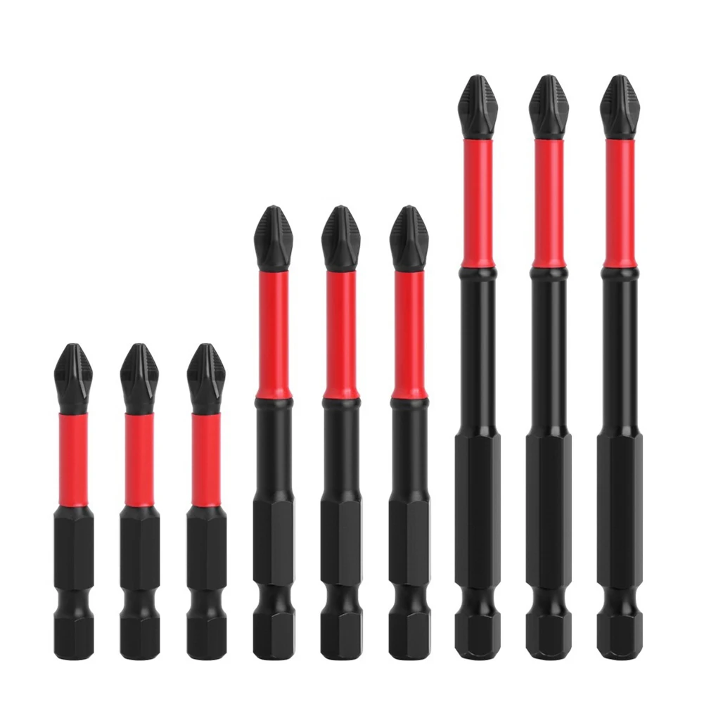 

Electric Hand Drill Screwdriver Bits Cross Screwdriver 50-90mm 9pcs Set Alloy Steel Hex Shank Screwdriver Tool