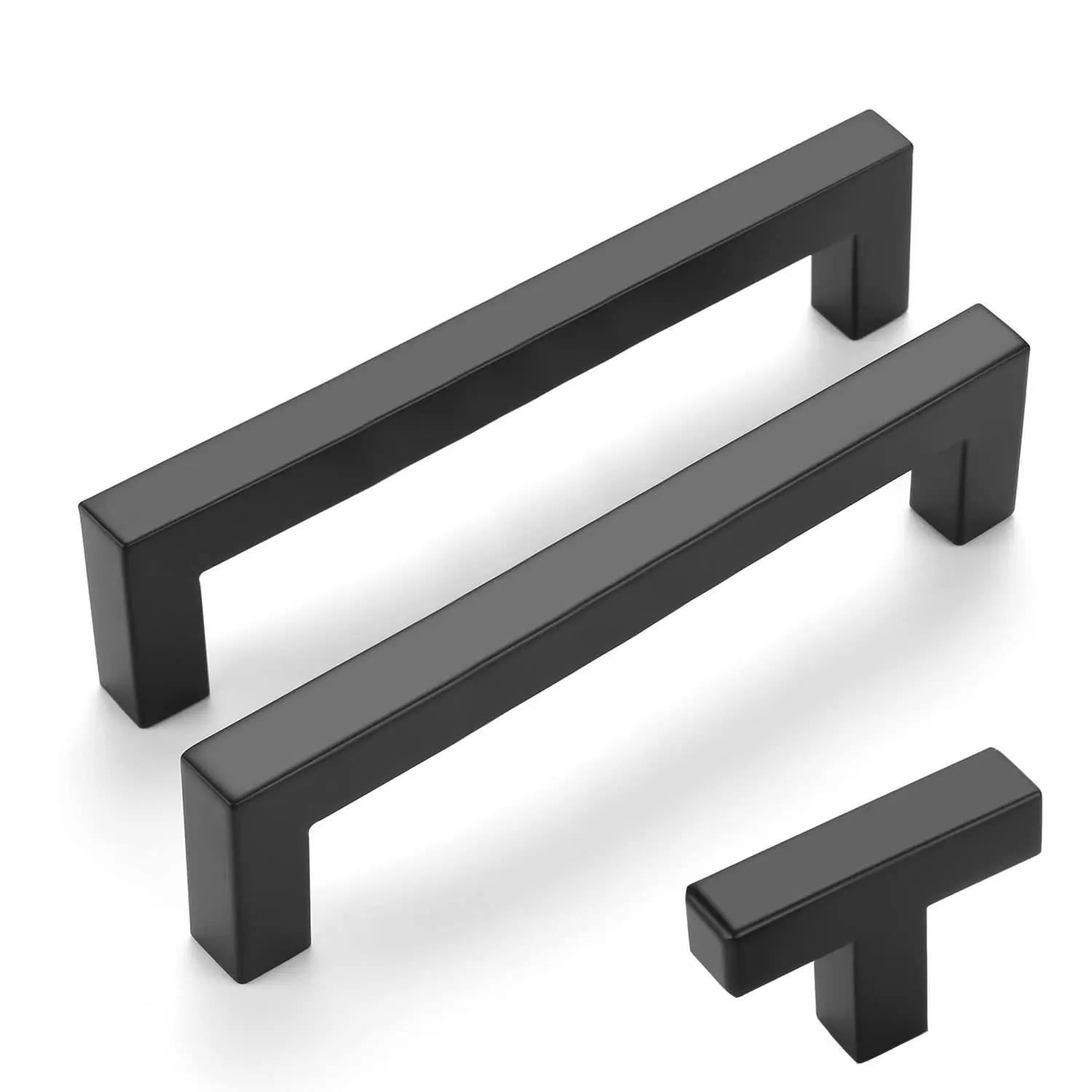 

Мебельные ручки для шкафа, матовые черные ручки из нержавеющей стали, квадратные ручки для шкафа, ящика, шкафа, дверные ручки для ванной комн...