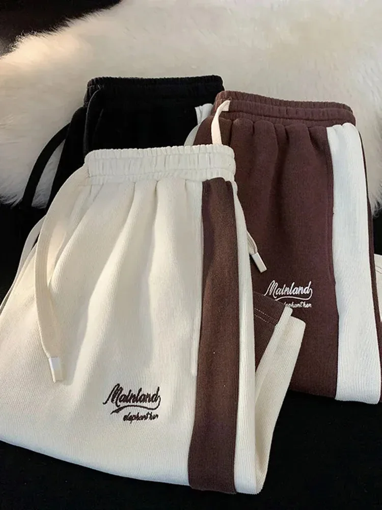 Корейские полосатые шорты с вышивкой букв женские уличные повседневные