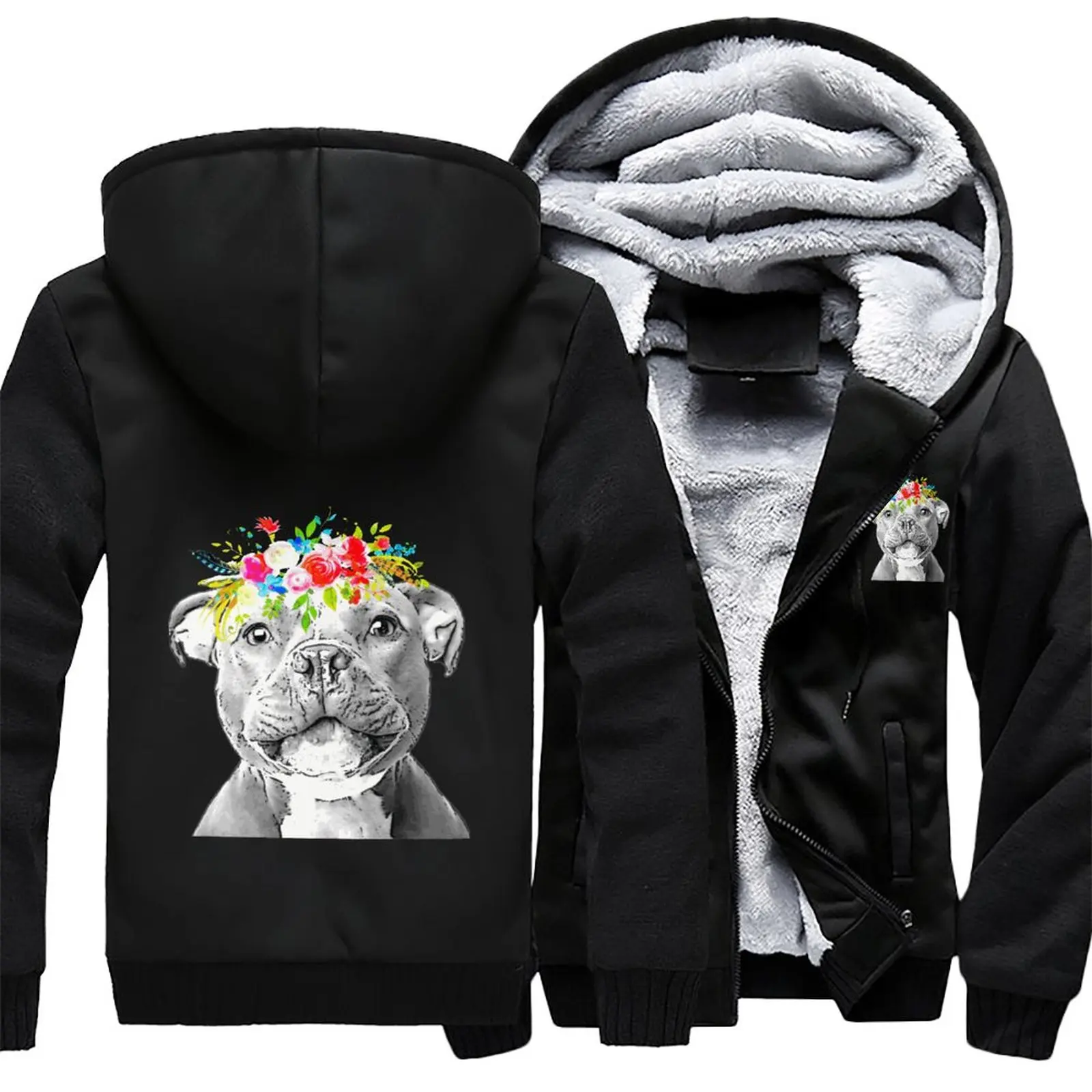 

Толстовка с капюшоном с принтом короны и цветов, уличная одежда с изображением животных, мужские толстовки, зимняя теплая толстовка на молн...