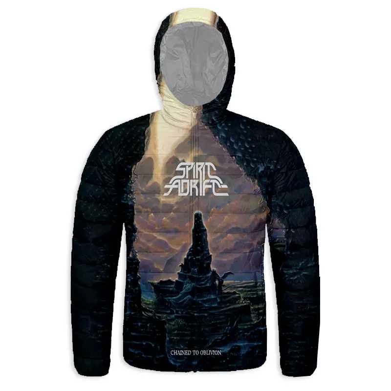 Новинка модный пуховик с 3D принтом духа адрифута рок на молнии капюшоном