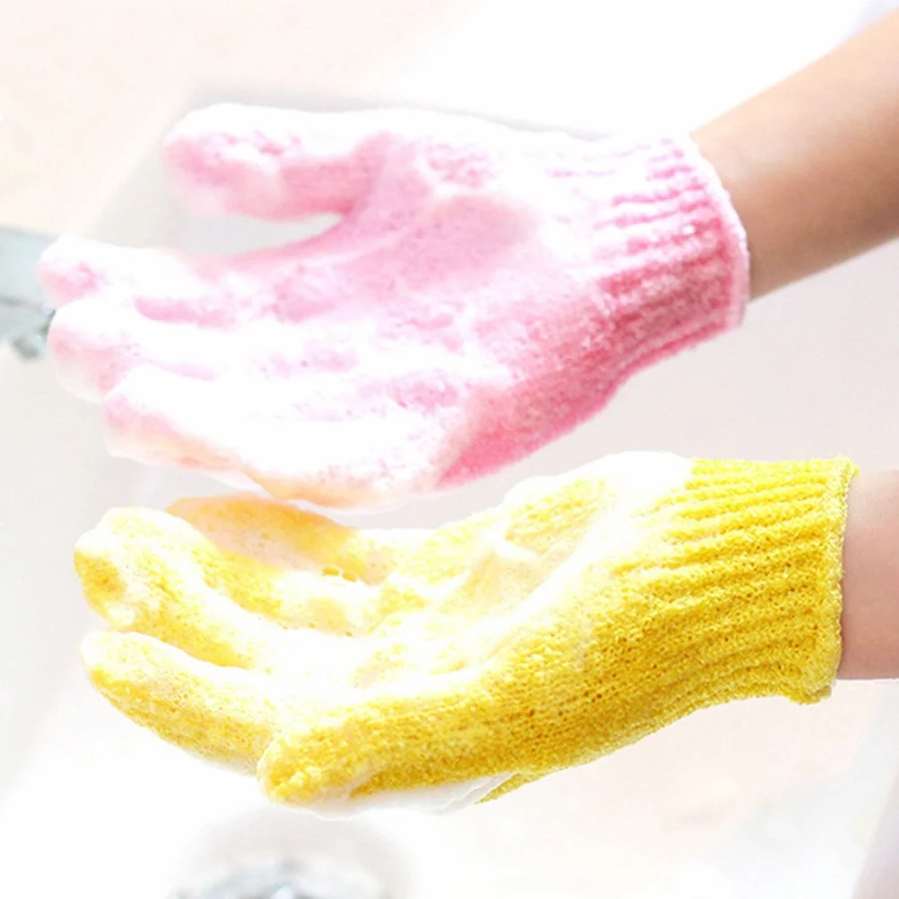 

Shower Bath Gloves Exfoliating Wash Skin Spa Massage Scrub Body Scrubber Glove Colors (Random Color)