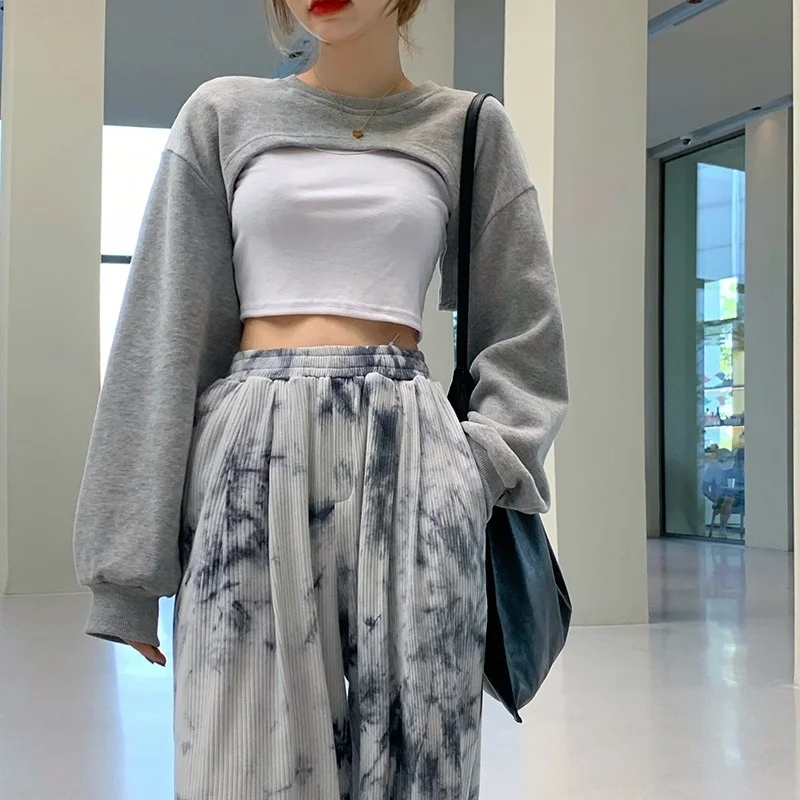 

Style Sweatshirt Women's Trendy Ins Loose Design Sense Jacket 2023 New Autumn Waistless Ultra-short Stacking Tops