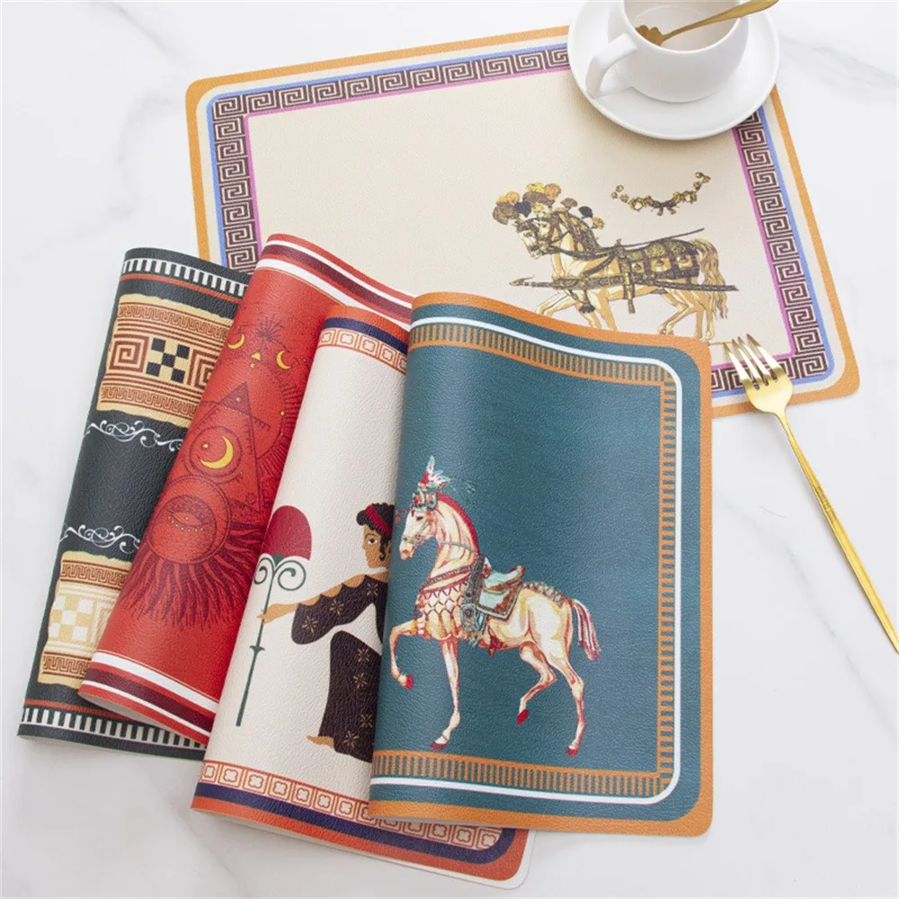 

Household Leather Pvc Meal Mat Heat Insulation Table Mat Waterproof And Oil Proof Scalding Prevention Nordic Wash-free Bowl Mat