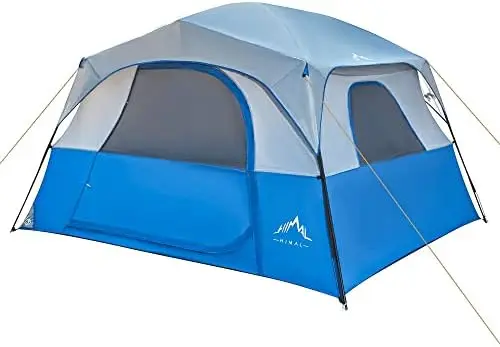 

Палатка для кемпинга на 6 человек, легкая в установке, водонепроницаемая, ветрозащитная, двухслойная, 10x9x76 дюймов (В)