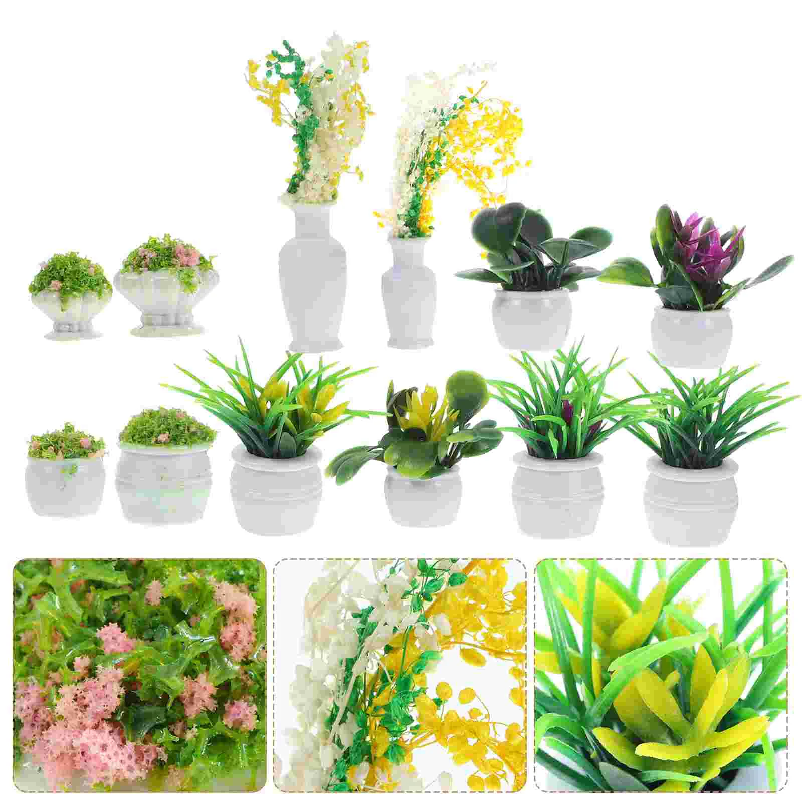 

13 Pcs Mini Flowerpot Model House Props Greenery Decoration Toy Room Plastic