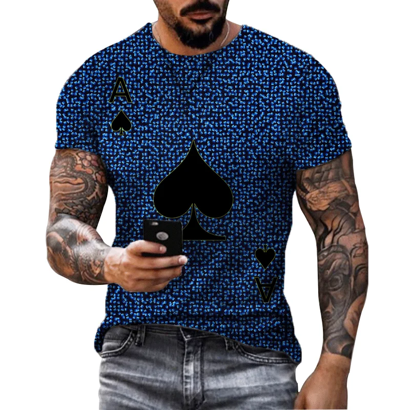 Купи Playing Cards 3D Printing Men T-shirt Cotton Top Summer Fashion Poker Streetwear Casual Clothing Loose Oversize Tshirt For Men за 97 рублей в магазине AliExpress