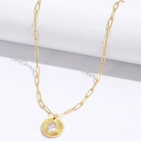 inlaid diamond water drop large zircon circle pendant necklace 50cm for ladies jewelry collar