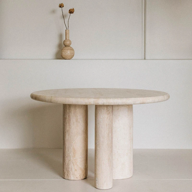 

European modern design living room furniture travertine round shape stone coffee table natural marble wholesale customization