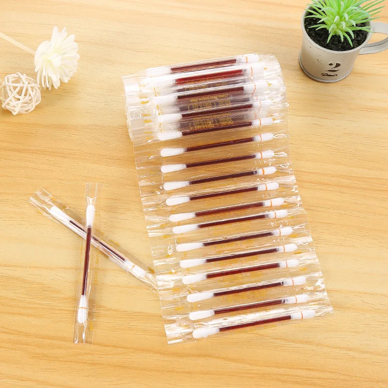 

50Pcs Disposable Iodine Cotton Stick Swab Home Disinfection Emergency Double Head Wood Buds Tips Nose Ears Cleaning