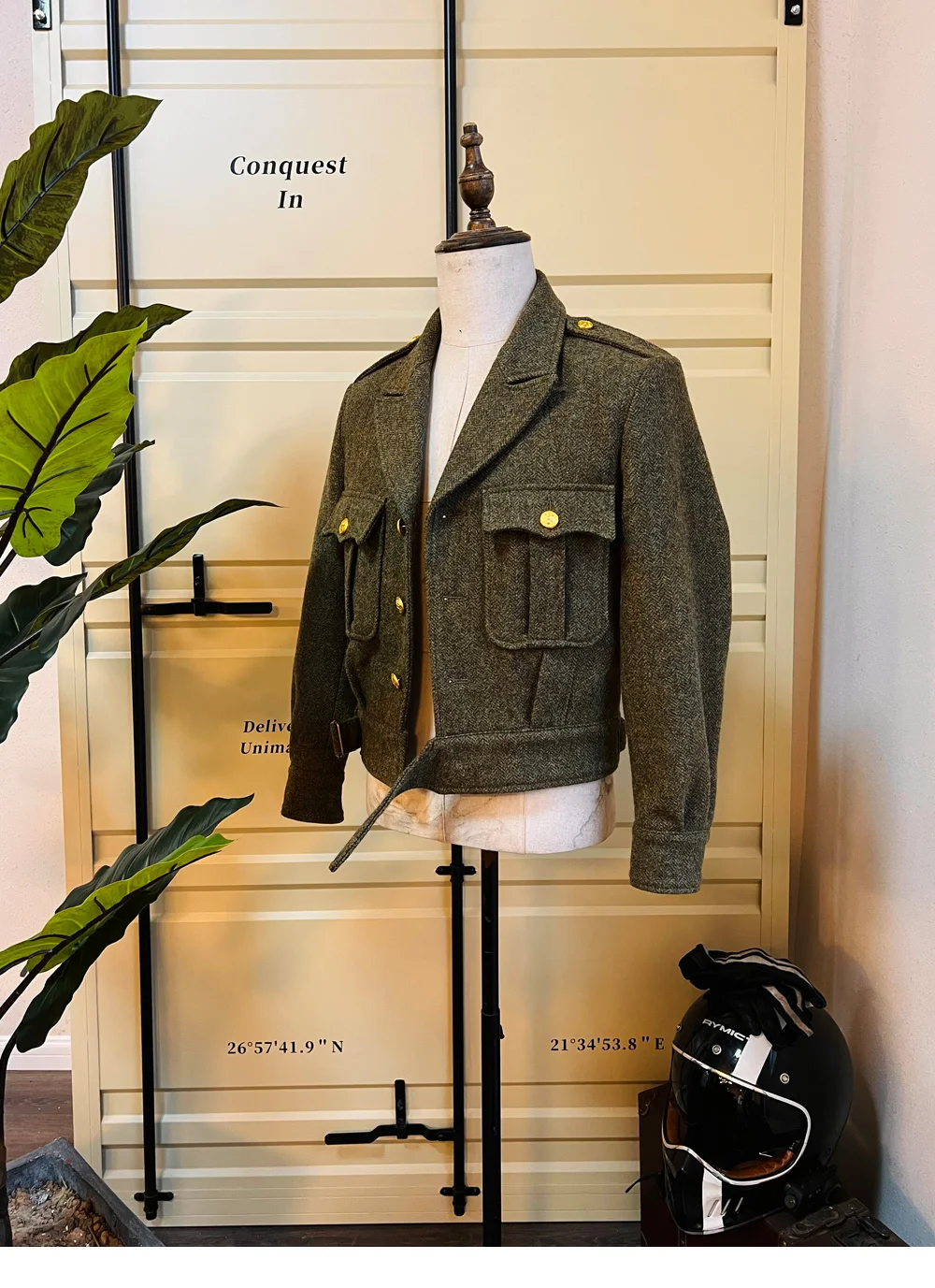 

Tailor Brando S-042 625g Heavyweight All Wool Tweed Eisenhower Jacket 100% Wool Jacket & Two Color Buttons Available