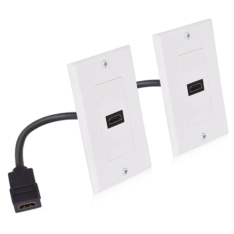 

2-Pack HDMI-Compatible Wall Plate In White (4K UHD, ARC, And Ethernet Pass-Thru Support)