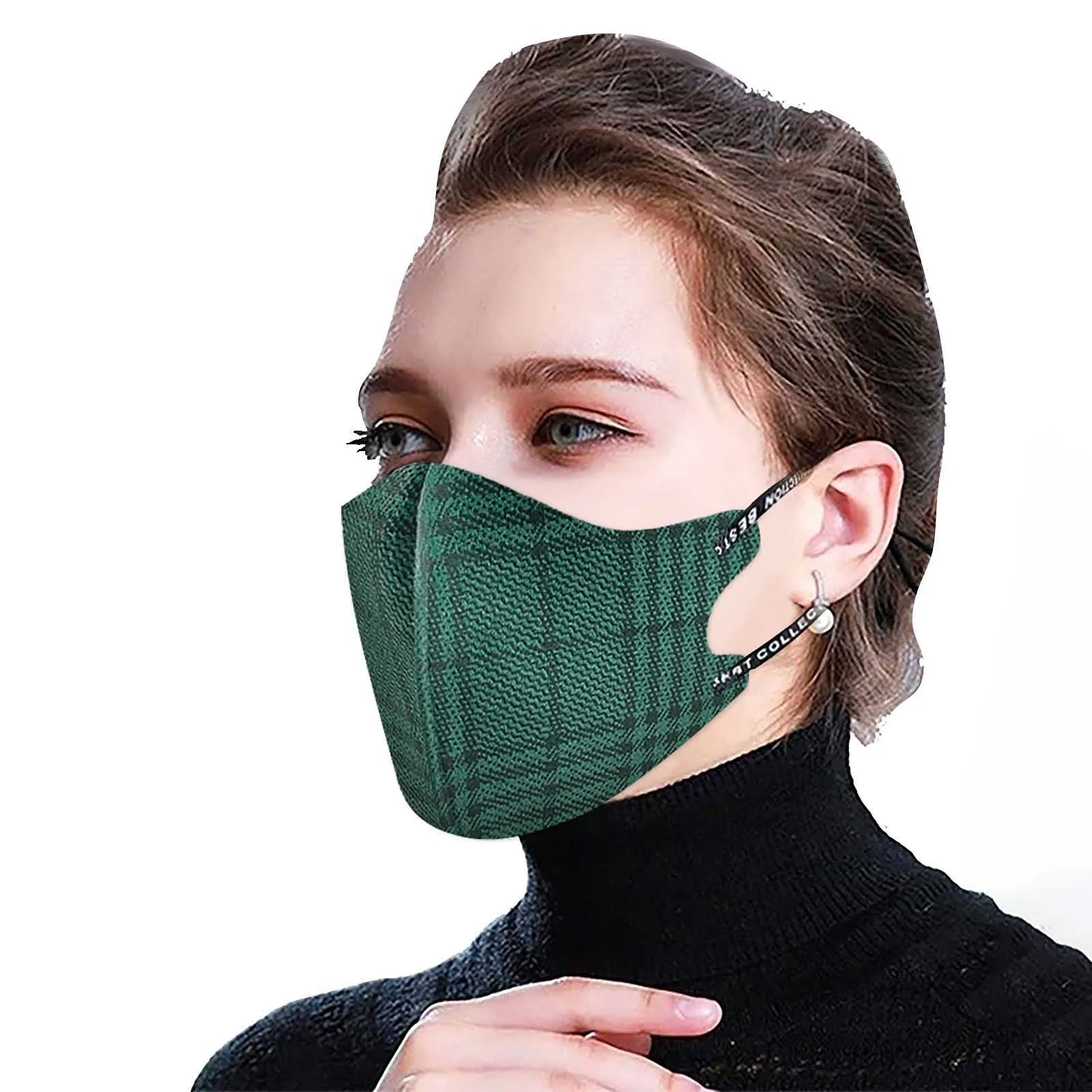 

Fashion Plaid Adults Mask Cotton Autumn Winter Warm Washable Men Women Mask Lattice Air Layer Space 3D Unisex Mask Mascarilla