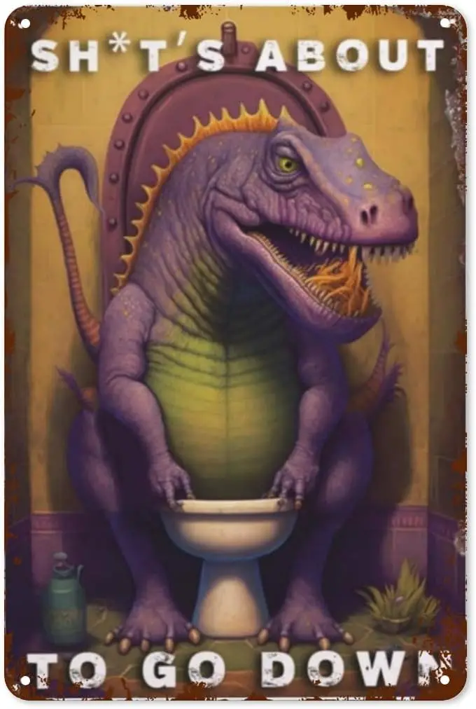 Металлическая вывеска в стиле бохо с фиолетовым драконом - Оловянная пластина 8x12