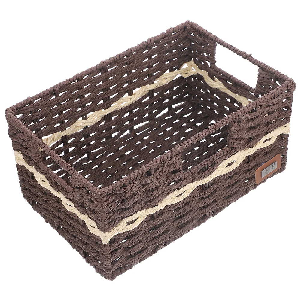 

Desktop Woven Basket With Handle Sundries Storage Basket Tabletop Organizer Basket