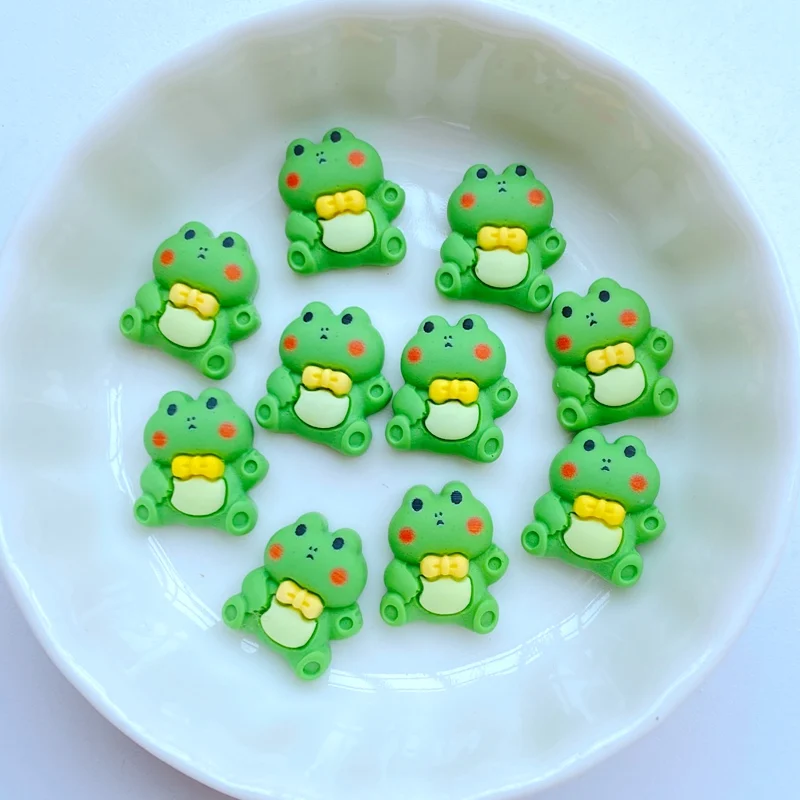 20Pcs New Cute Resin 12*13mm Mini Cartoon Frog Series Flat Back Fit Phone Deco Parts Embellishments for Hair Bows Accessories