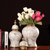 ceramic vase with cover marbling ceramic storage tank flower vase flower arrangement hydroponics general jar organization