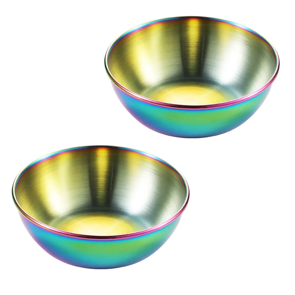 

2 Pcs Mini Appetizer Plates Round Serving Platter Pinch Prep Bowls Soy Sauce Dishes Dipping Butter Seasoning