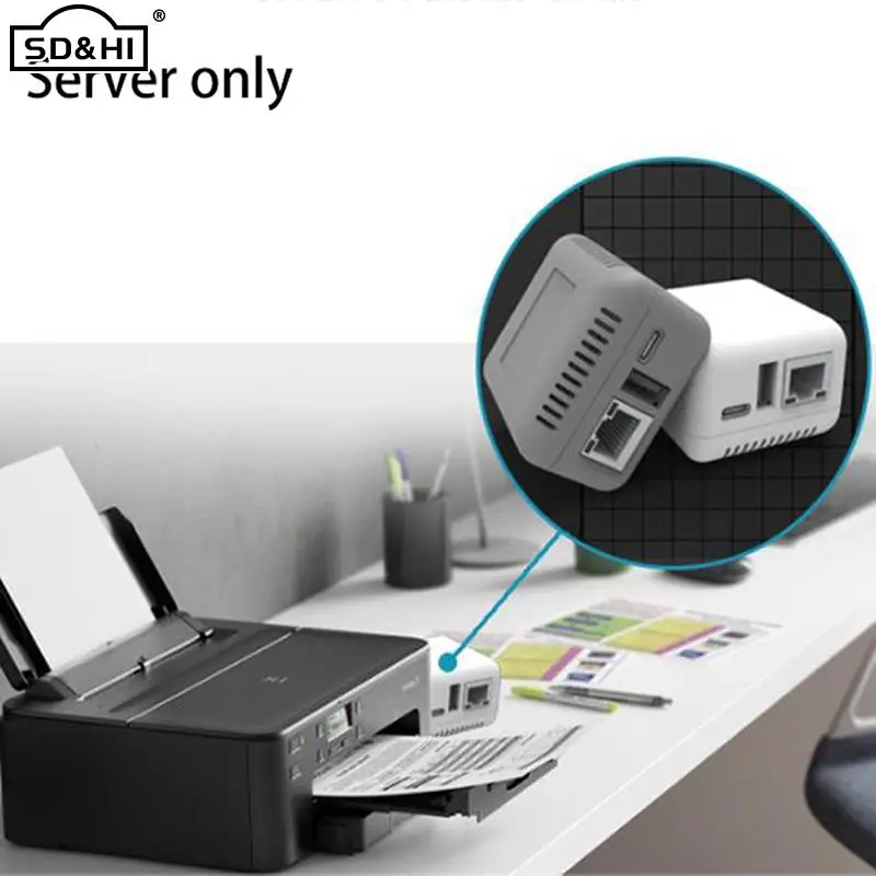 

Network Print Server With 1x 10/100 Mbps RJ-45 LAN Port WiFi Network Function USB 2.0 Port BT 4.0 Support For Windows XP Android