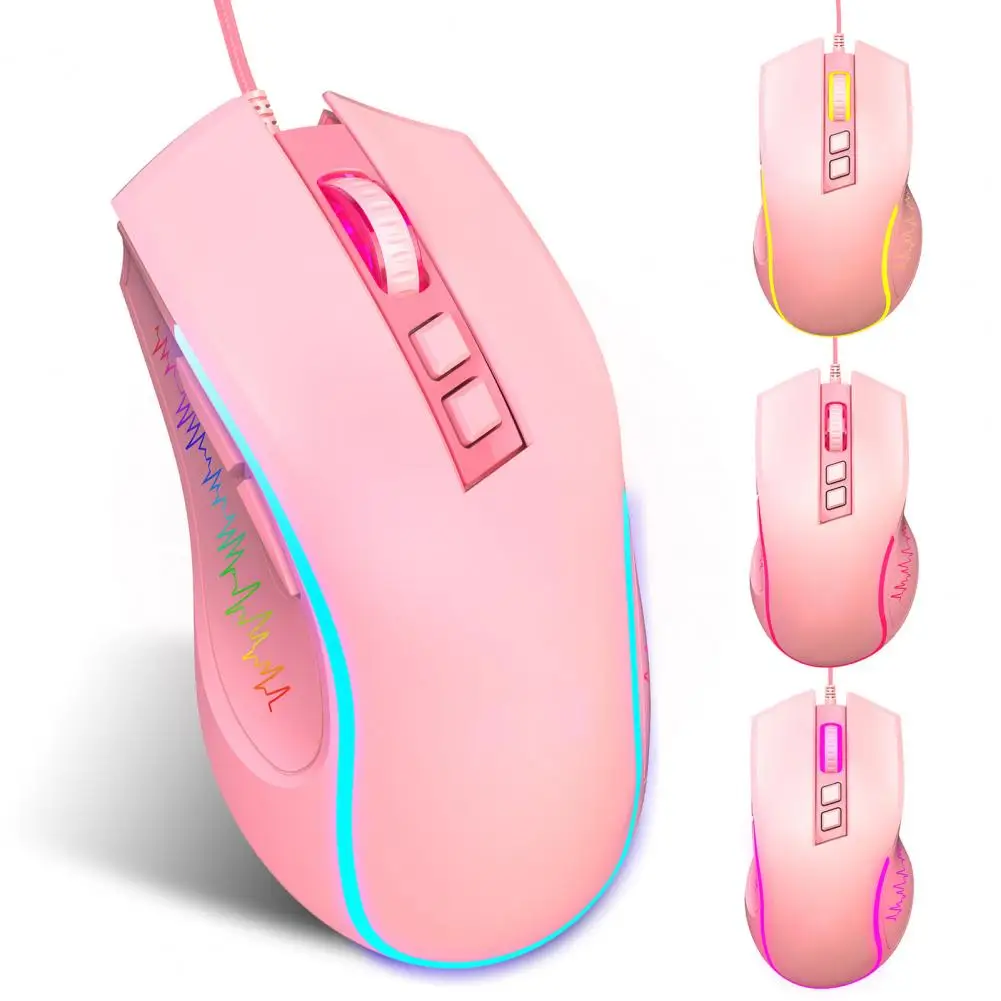 

Клавиатура и мышь для офиса Plug Play, набор, водонепроницаемая 7-цветная подсветка, удобная Проводная клавиатура и мышь для настольного компьют...