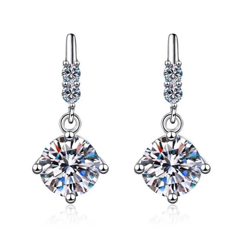 

ZFSILVER Fashion s925 Silver Exquisite White Moissanite Classic Dangle Paws 4 Earrings Women Accessories Party Jewelry Gift E049