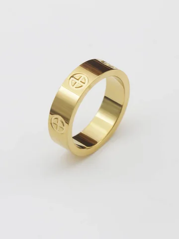 Модное простое кольцо с геометрическим рисунком шириной 8 мм