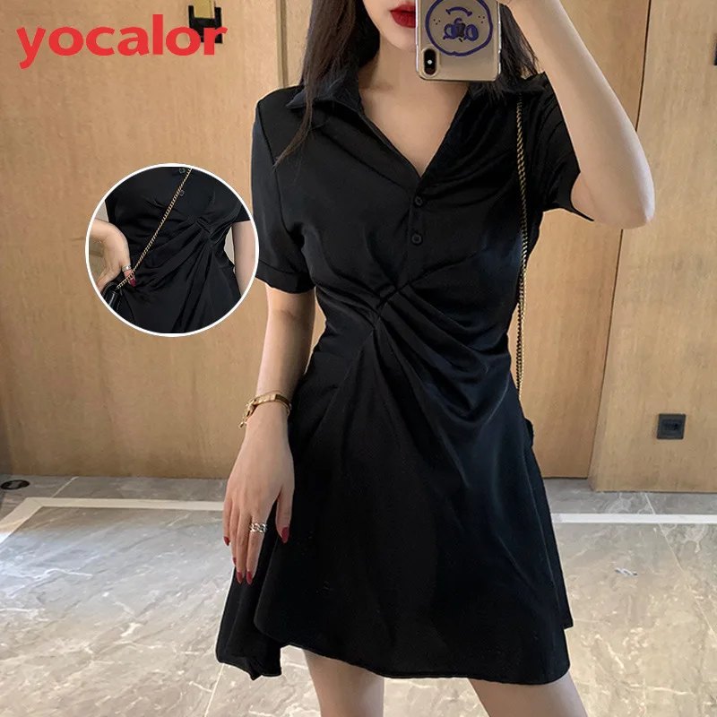 

2022 женский летний сарафан с коротким рукавом, сексуальное черное мини-платье с v-образным вырезом, элегантные платья для женщин, Туника Vestido, ...