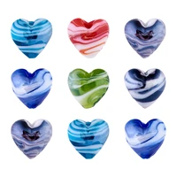 20pcs 20mm pearlized handmade lampwork beads mixed color loose heart bead for jewelry making diy bracelet art crafts supplies