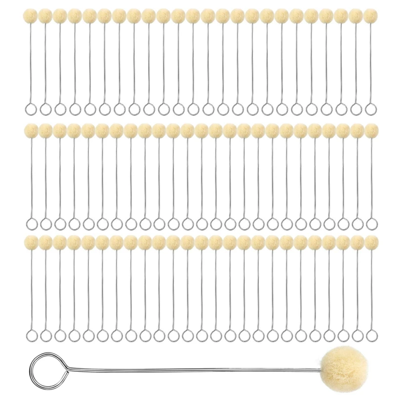 

100Pcs Wool Daubers Ball Brush Leather Dye Tool with Metal Handle Wool Daubers for Leather Dyes for DIY Crafts Projects