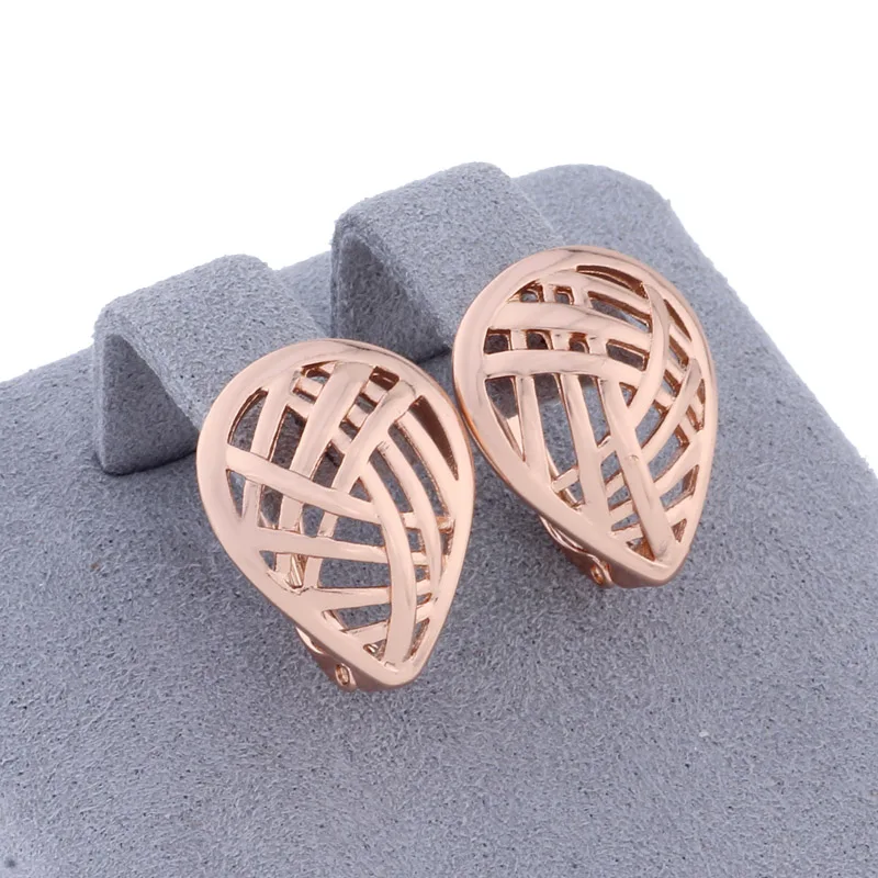 

New Luxury Jewelry Hollow Dangle Earring for Women 585 Rose Gold Color Wedding Accessories High Quality Daily Jewelry