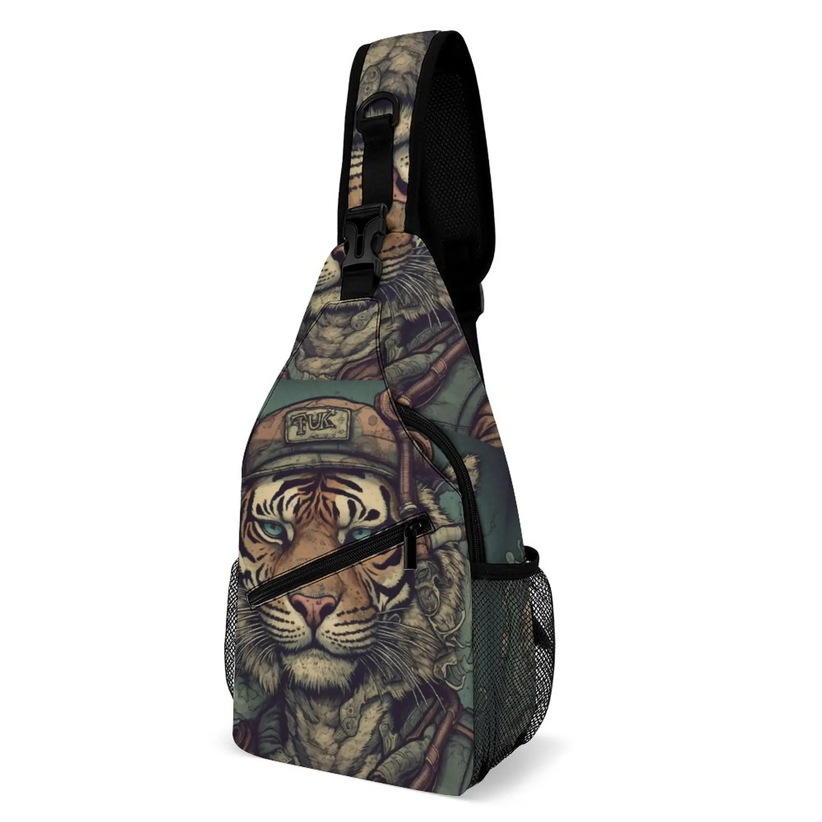 

Tiger Shoulder Bags Pop Caricatures Fashion Chest Bag Men Business Camping Sling Bag Fishing Print Small Bags