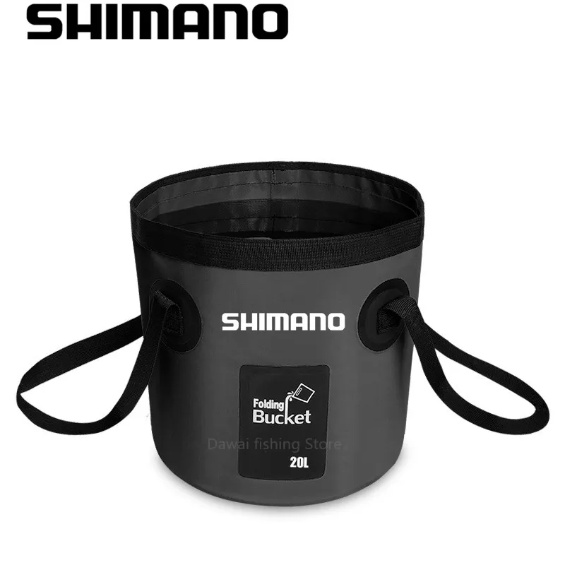 

SHIMANO 20L Portable Bucket Outdoor Travel Water Storage Bag Waterproof Water Bag Fishing Portable Foldable Bucket Car Supplies