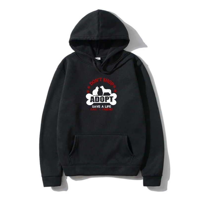 

DON' SHOP ADOP RESCUE DOG CA LOVE ANIMALS PETS Mens Black Outerwear