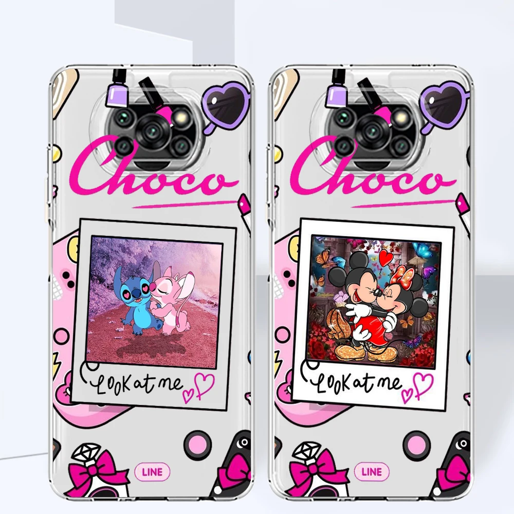 

Lilo Stitch Mickey Minnie Phone Case For Xiaomi Mi Poco X4 X3 X2 NFC F4 F3 F2 F1 GT M4 M3 M2 Pro C40 C3 Transparent TPU Cover