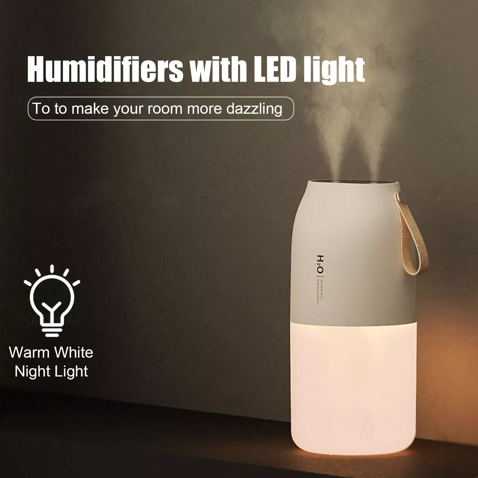 300mL USB Double Spray Air Humidifier with LED Light Cooling Mist Maker Aroma Diffuser Portable Desktop Humidifiers for Home Car