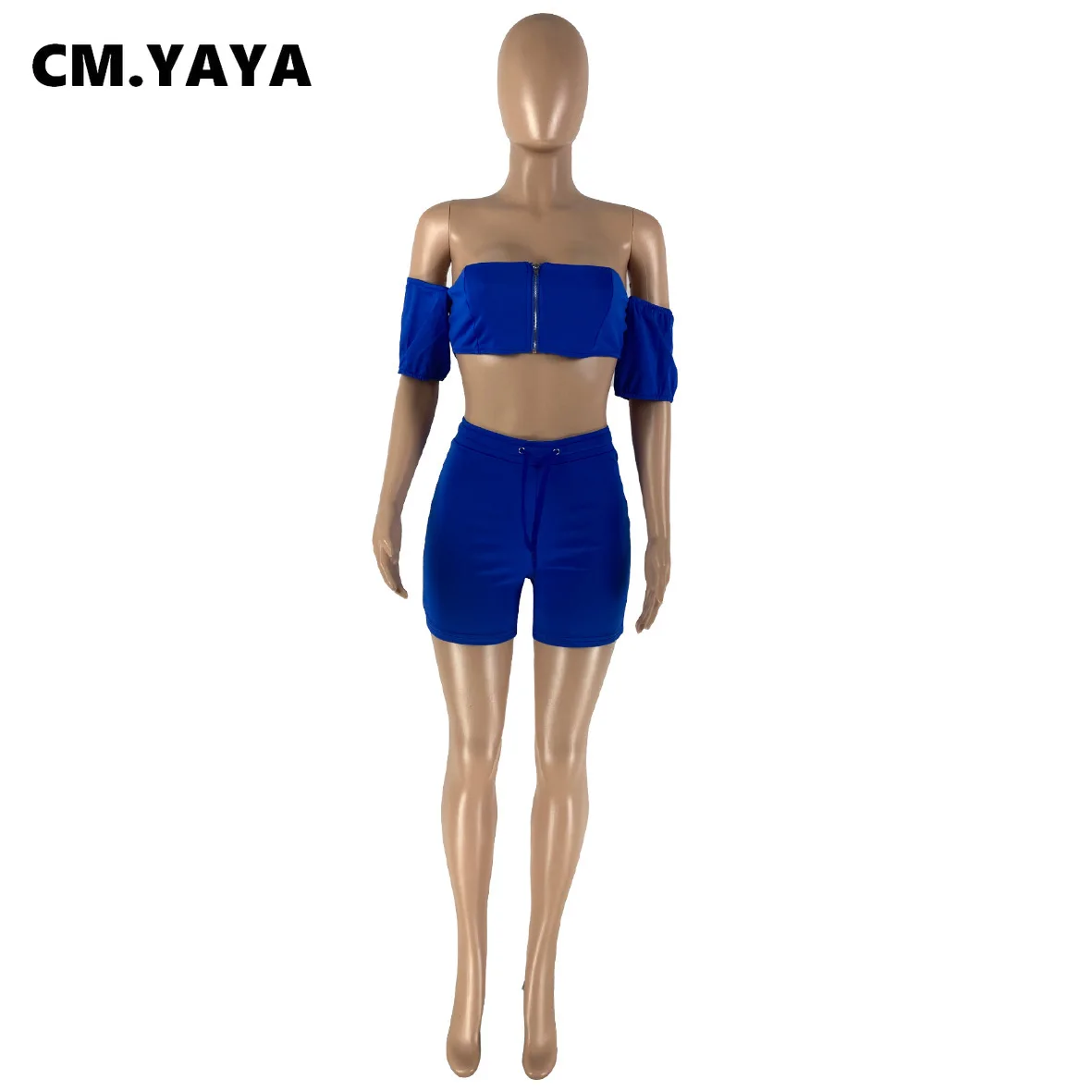 Женский спортивный костюм CM.YAYA Active комплект из двух предметов короткий топ на