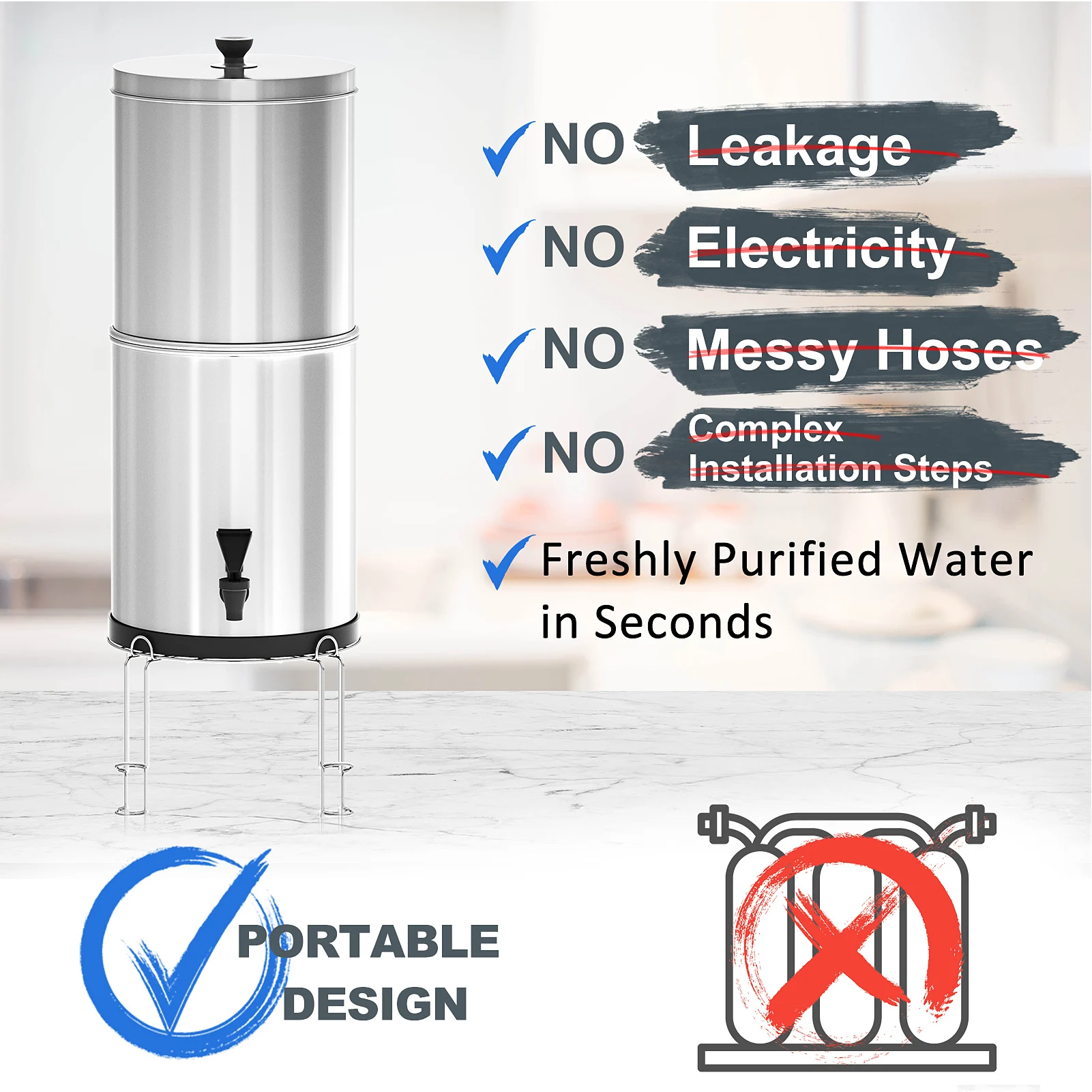 

2.38 Gallons Water Filter System Water Filtration Bucket For Home Outdoor Hiking Emergency Purifier Preparedness