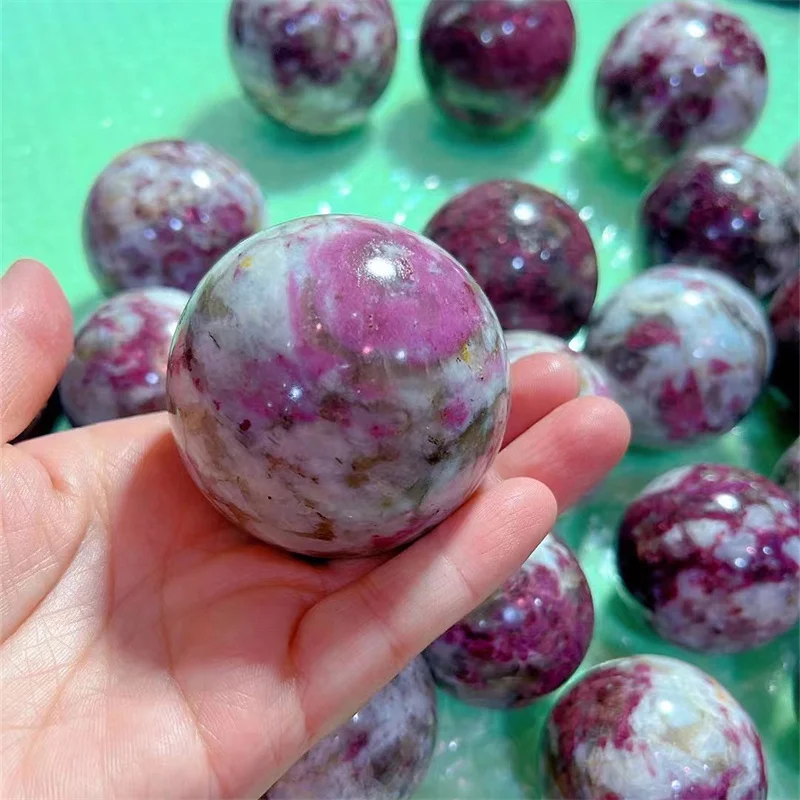 Розовый хрустальный шар из натурального драгоценного камня цветок розы сфера