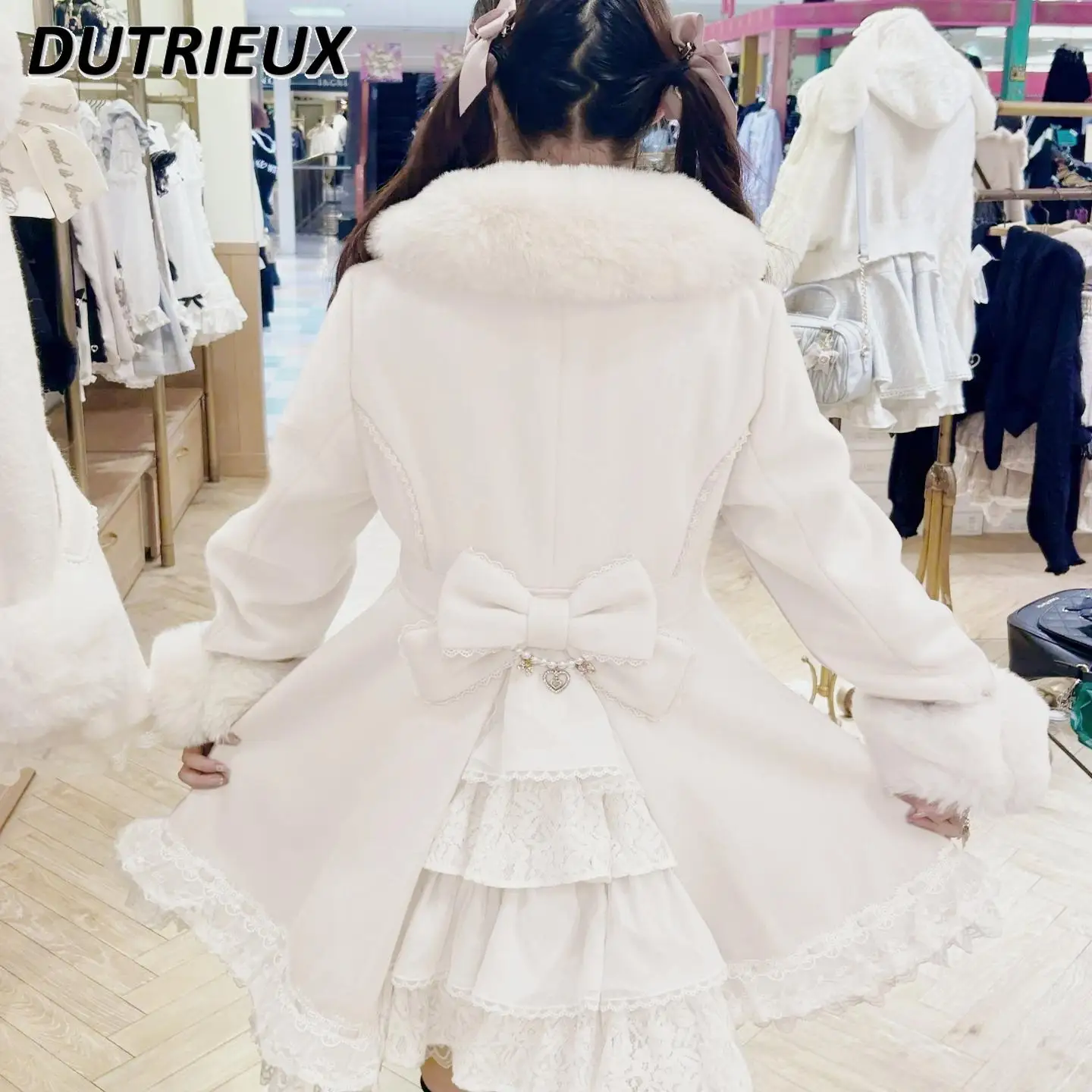 Японская зимняя серия Explosion Mine Mass Production Куртка с меховым воротником и бантом