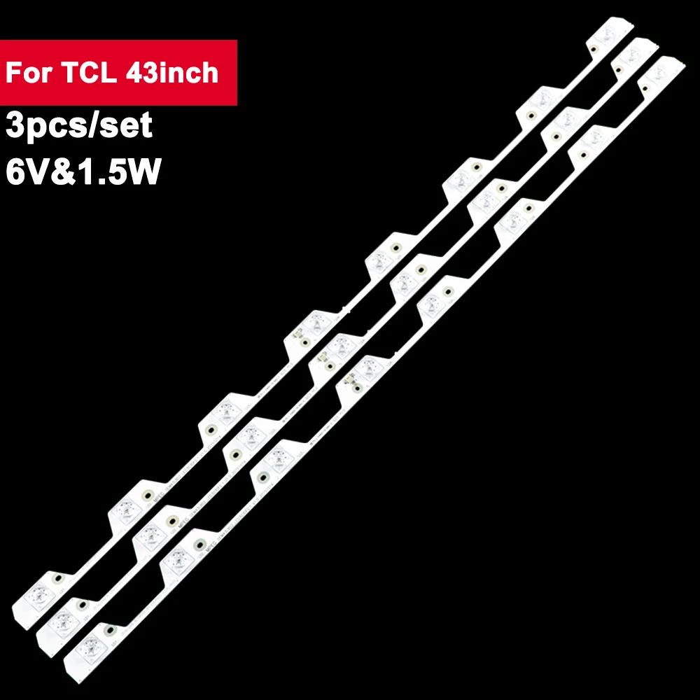 

3 шт./комплект, 43 дюйма, 772 мм, фотоподсветка для TCL 8Led 4C-LB4308-ZM3 0em43lb02-led30f2.1-v1.0 LVU430ND1L AD9W00 TCL B43A769U