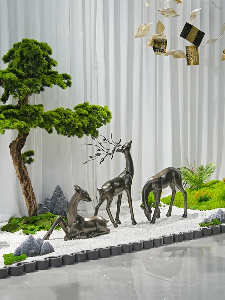 Крытый сухой пейзаж микро украшение отель пятнистый олень набор орнаментов