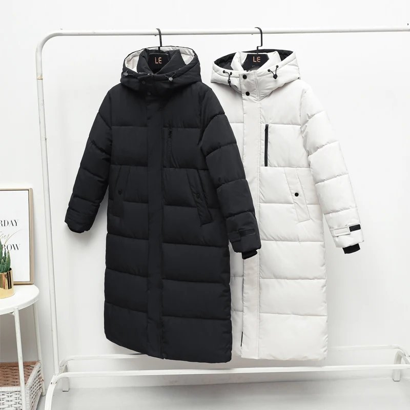 WYWMY X-Long Winter Jacket Women's Parkas Thick Casual Hooded Cotton Padded Coat Female Solid Warm Long Quilted Coat Outwear