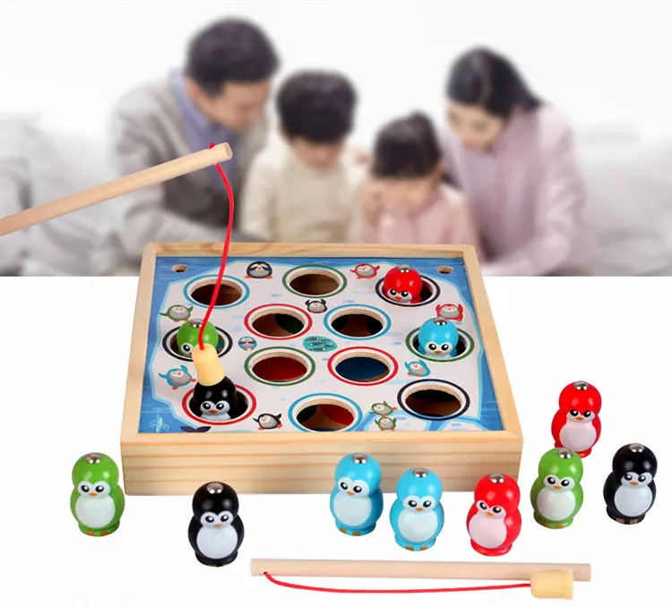 Игрушка-пазл Поймай пингвина деревянная игрушка 12 кукол Классический