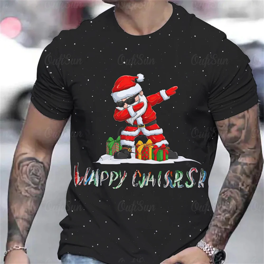 

New Men's T Shirt Christmas 3d Print Tees Summer Casual O-Neck Pullover Short-Sleeved Clothing Oversized Fashion Streetwear