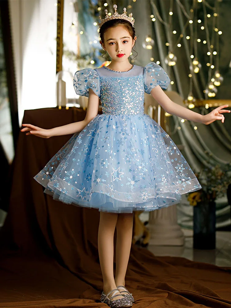 

Girls And Children'S Evening Dress Frozen Aisha Little Princess Skirt Short Style Spring/Summer Girls Show Little Host Dress