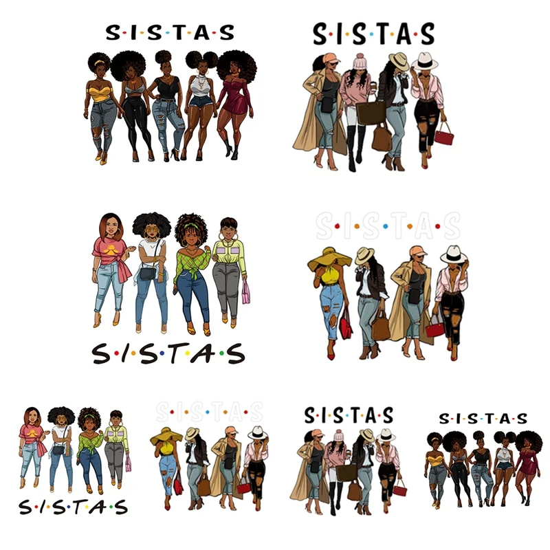 

Black Women Iron On Patches For Clothing Washable Design African Girl Thermal Transfer Stickers On T-Shirt Hoodie Pillow