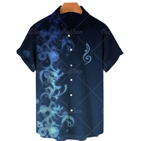 summer new style 3d printing mens shirts personality music art painting trend floral clothing fashion casual single breasted