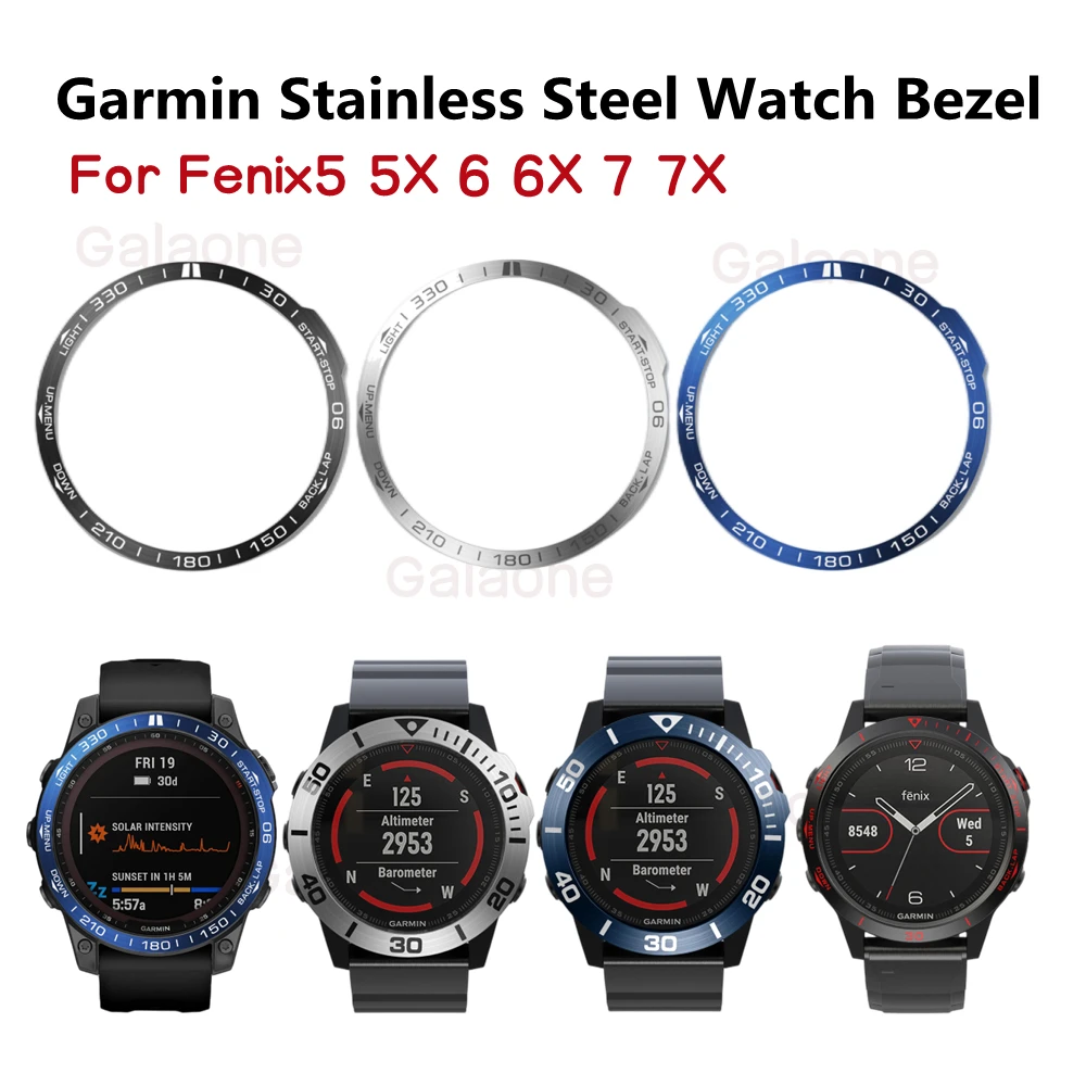 22 26mm Stainless Steel Protection Ring For Garmin Fenix5 5X 6 6X 7 7X  Sapphire Watch Ring Styling Case Metal Cover Bezel